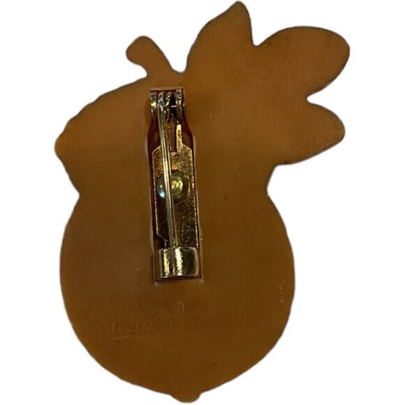 Vintage Hallmark Mouse Acorn Brooch Pin Fall Leaf Design 1978 - Picture 3 of 8